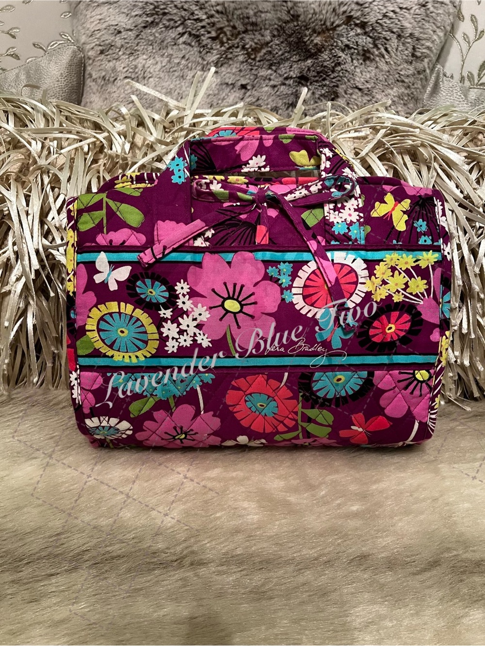 VERA BRADLEY Flutterby 2014 Iconic Grand Hanging Organizer Travel Toiletries Cos